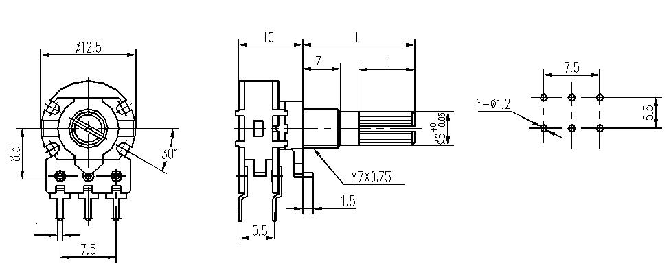 Резистор переменный WH120 (потенциометр сдвоенный, 12 мм, 4К)