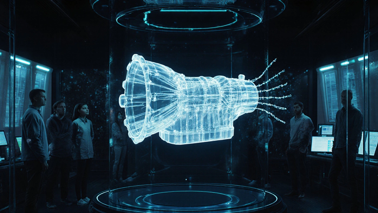 Цифровой двойник трансмиссии с визуализацией нагрузок и температуры в виртуальной среде.