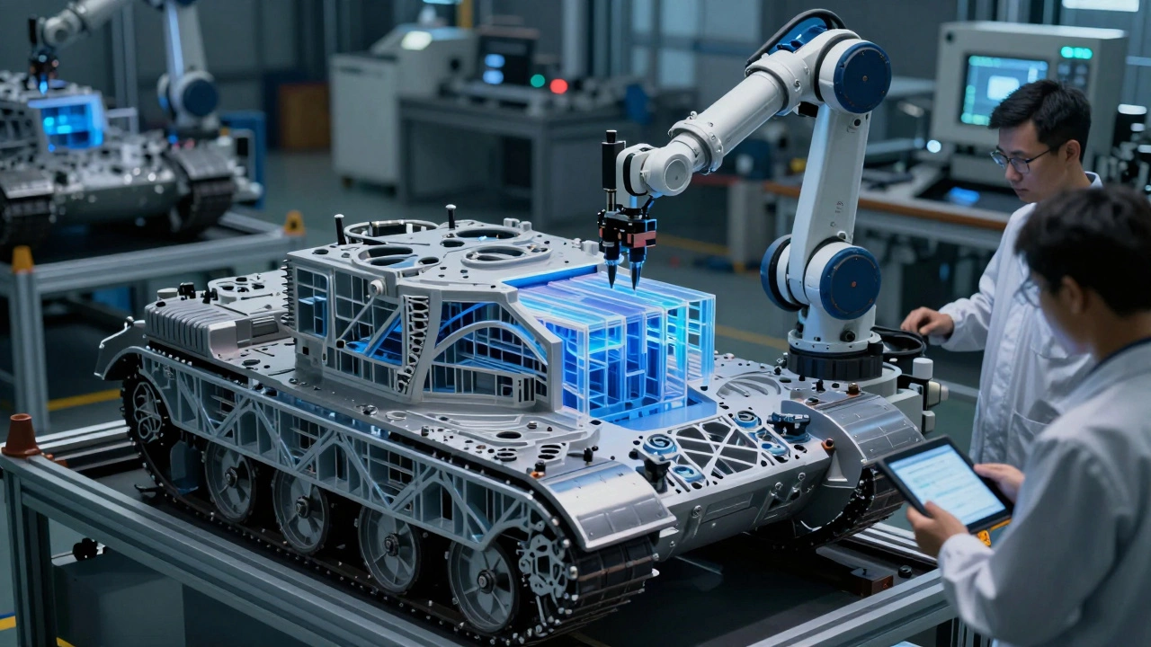 3D-печать сложной детали для танка с видимыми внутренними каналами на российском предприятии.