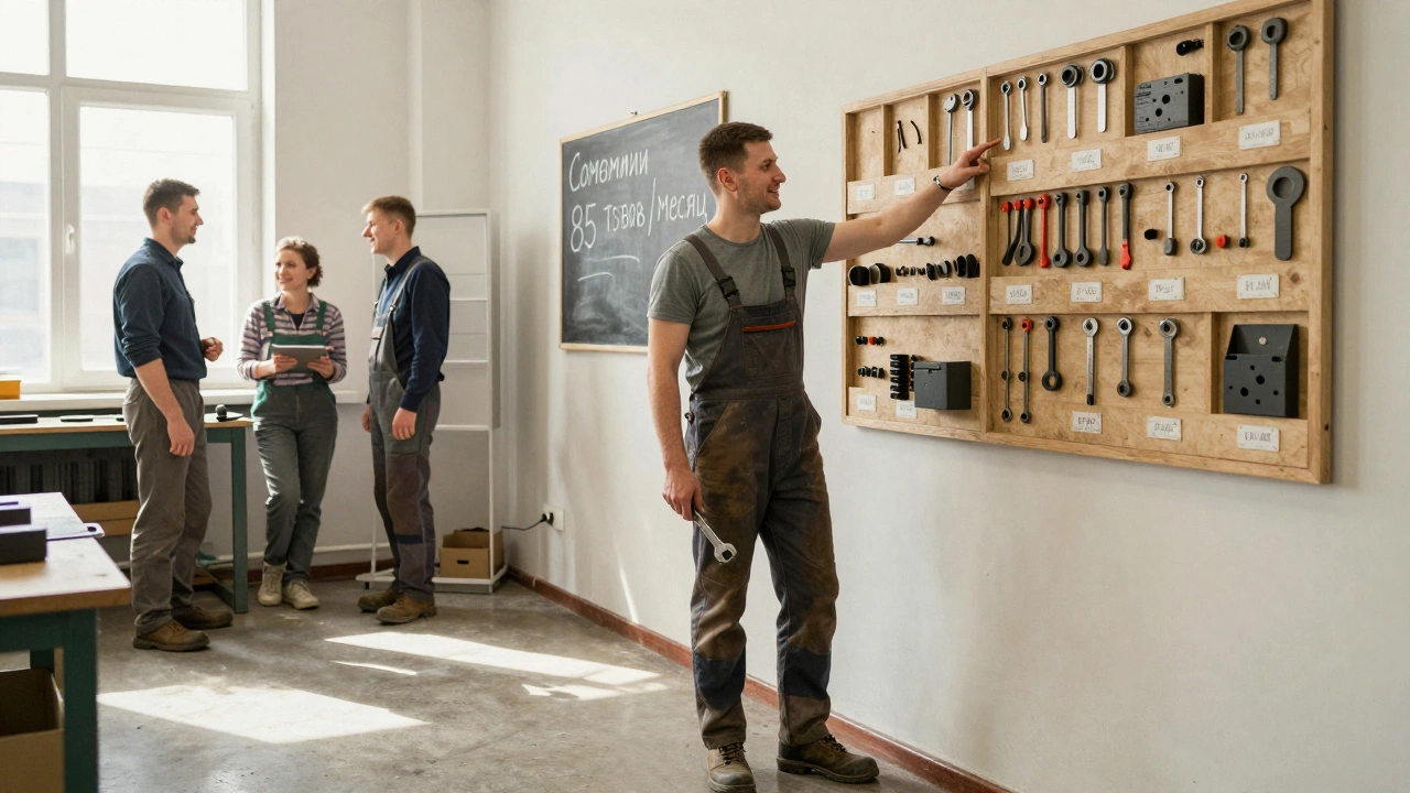 Инженер показывает самодельный магнитный стенд для инструментов, сэкономивший 85 часов в месяц.