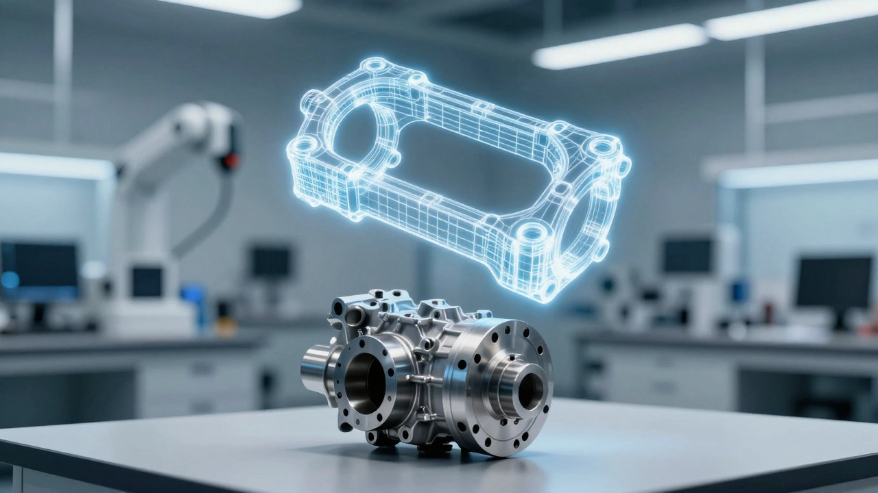 Современный завод с роботизированным оборудованием и инженером.