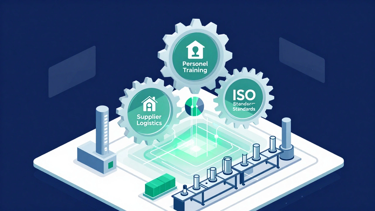 Схематическое изображение системы менеджмента качества с взаимосвязанными процессами