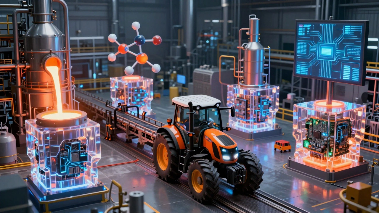 Сложная сеть взаимосвязей между металлургическим, химическим и машиностроительным заводами